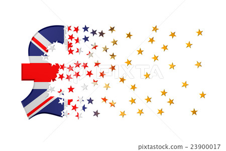 Pound Sterling Sign Falling Apart To Gold Stars Pound Sterling Sign Falling Apart To Gold Stars 23900017