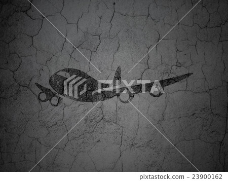 Tourism concept: Airplane on grunge wall Tourism concept: Airplane on grunge wall 23900162