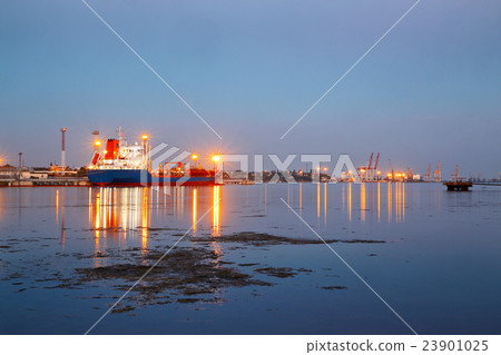 Tanker in the port. Harbor at night Tanker in the port. Harbor at night 23901025