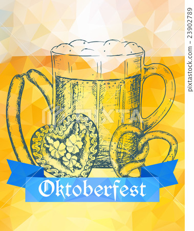 Oktoberfest vector illustration. Beer mug, pretzel Oktoberfest vector illustration. Beer mug, pretzel 23902789