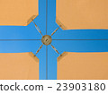 Beige sunshade against blue Sky 23903180