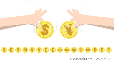 dollar exchange yen and coins currency exchange. 23903498
