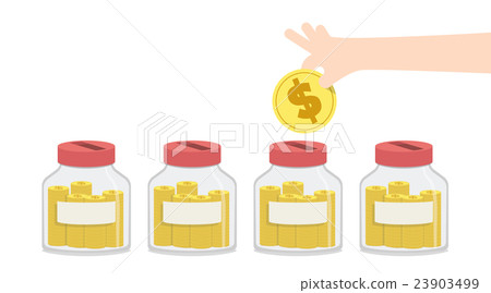 Blank saving money with jar to spend for something 23903499