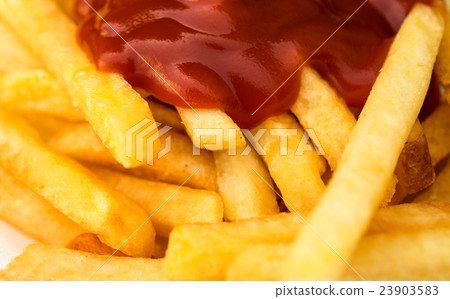 fried potatoes with ketchup fried potatoes with ketchup 23903583