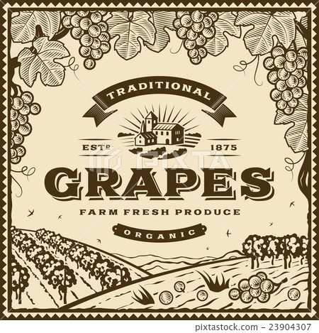 Vintage brown grapes label Vintage brown grapes label 23904307