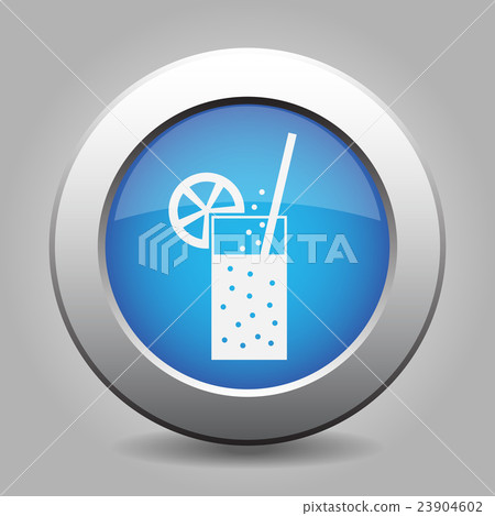 blue metal button - glass with carbonated drink 23904602