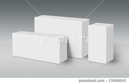 Three 3D White Boxes on Ground Three 3D White Boxes on Ground 23906043