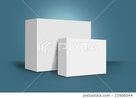 Two 3D White Boxes on Ground Two 3D White Boxes on Ground 23906044