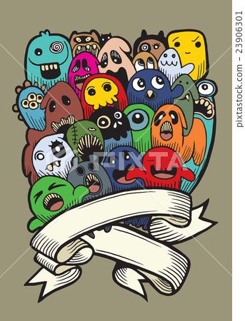 Vector illustration of Ghost and cute alien friend 23906301