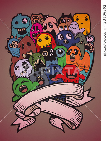 Vector illustration of Ghost and cute alien friend Vector illustration of Ghost and cute alien friend 23906302