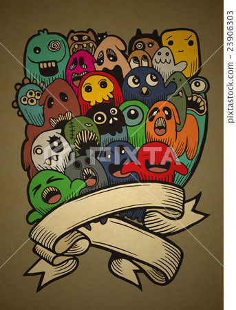 Vector illustration of Ghost and cute alien friend 23906303