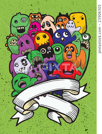 Vector illustration of Ghost and cute alien friend 23906305