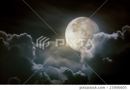 Nighttime sky with clouds, bright full moon 23906605