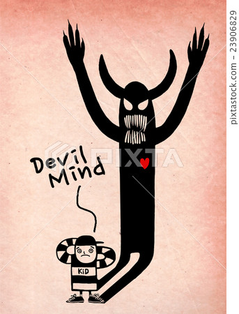 Boy with devil shadow that come from within him. Boy with devil shadow that come from within him. 23906829