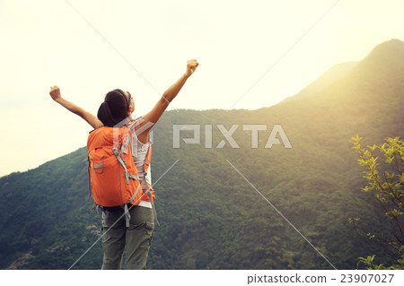 young woman hiker hiking outdoor young woman hiker hiking outdoor 23907027