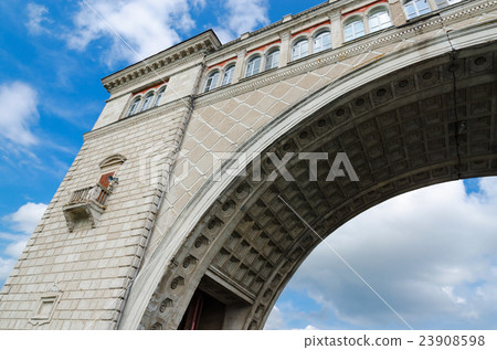 Arch of navigable sluice on background sky 23908598
