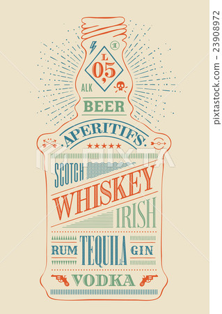 Poster bottle of alcohol with hand drawn lettering Poster bottle of alcohol with hand drawn lettering 23908972