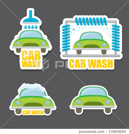 orange vector Car wash icons set . 23909084