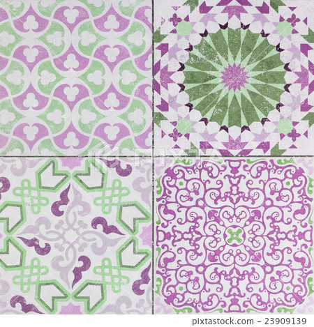 Beautiful old ceramic tile wall pattern in  park  23909139