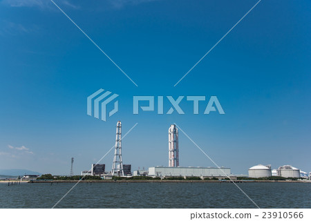 Yokkaichi Port seen from the sea Yokkaichi Thermal Power Station 23910566