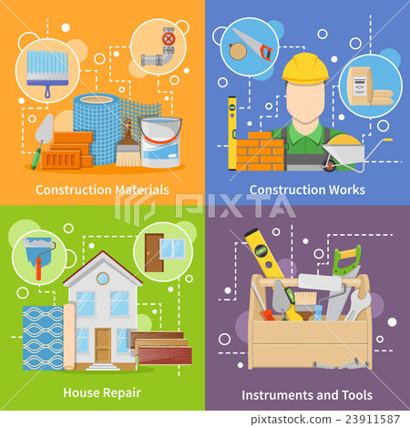 Construction Materials 2x2 Icons Set Construction Materials 2x2 Icons Set 23911587