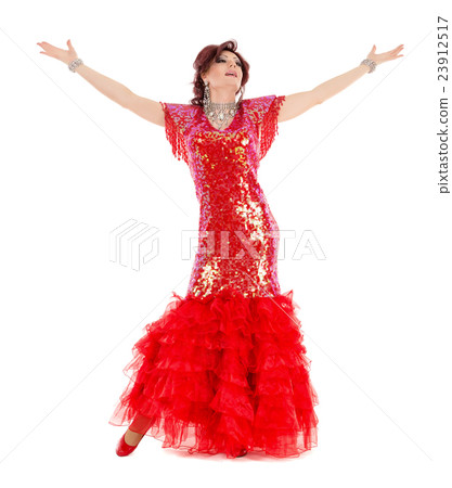 Portrait Drag Queen in Red Dress Performing 23912517