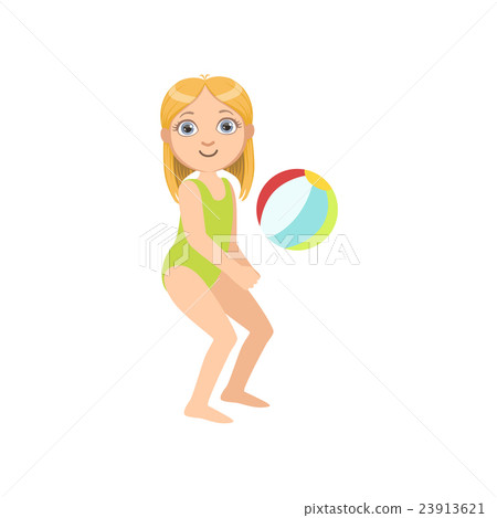 Girl Playing Beach Voleyball 23913621