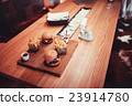 fast food set big hamburger and french fries  23914780