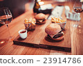 fast food set big hamburger and french fries  23914786
