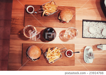 fast food set big hamburger and french fries fast food set big hamburger and french fries 23914788