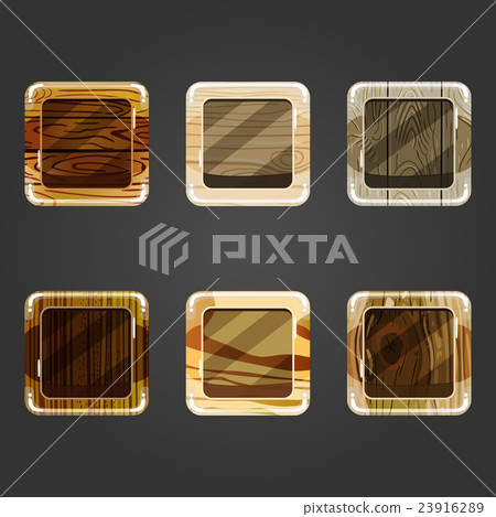 Set of shiny wooden concave square button Set of shiny wooden concave square button 23916289