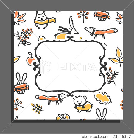 Greeting card template with autumn pattern and Greeting card template with autumn pattern and 23916367