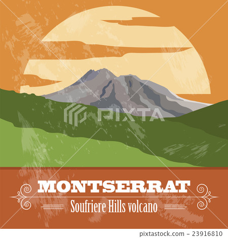 Montserrat landmarks. Retro styled image Montserrat landmarks. Retro styled image 23916810