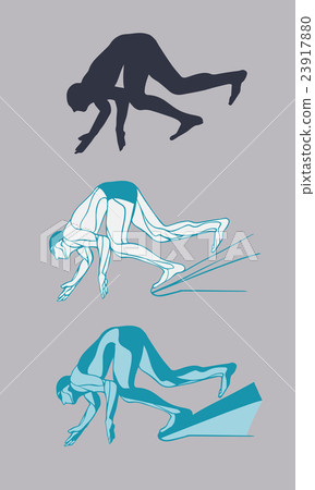 Swimmer At Starting Block Silhouette Swimmer At Starting Block Silhouette 23917880