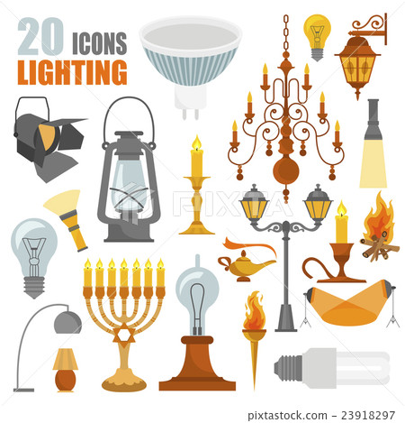 Lighting elements icon set Lighting elements icon set 23918297