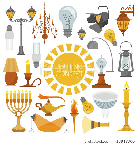 Lighting elements icon set Lighting elements icon set 23918300