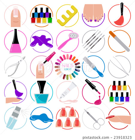 Manicure, nail salon. Icon set 23918323