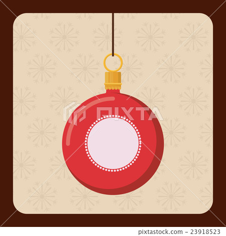happy merry christmas ball hanging icon - Stock Illustration [23918523 ...
