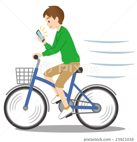 自行車危險駕駛，當觀看智能手機時 23921038