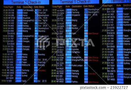departures board with flights at the airport 23922727
