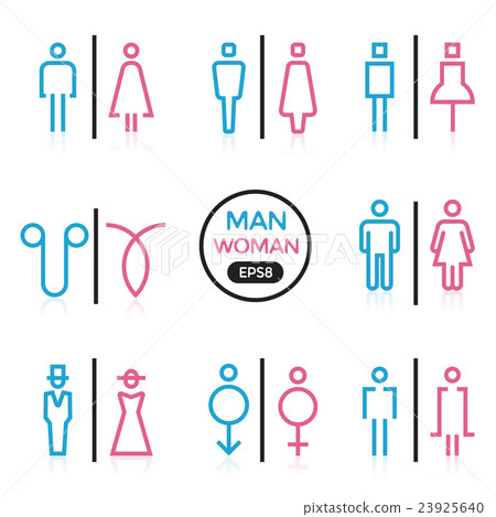 Man and Woman color sign outline stroke vector 23925640
