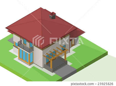 house suburban exterior vector isometric house suburban exterior vector isometric 23925826