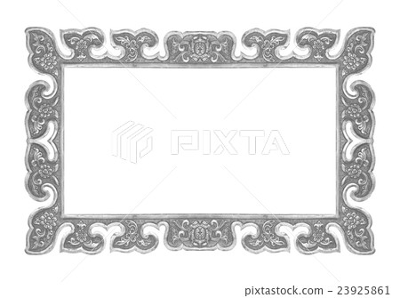 old decor frame handmade engraved isolate on white 23925861
