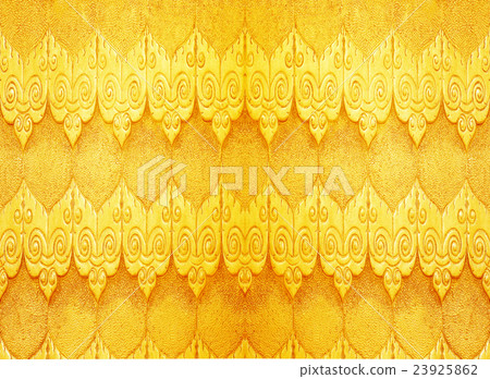 gold pattern Crafts wall in the temple , Thailand 23925862