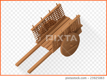 wooden wheelbarrow isometric vector 3d 23925863