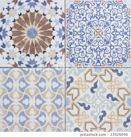 Beautiful ceramic tiles patterns in the park Beautiful ceramic tiles patterns in the park 23926040