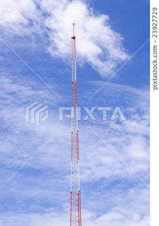 lightning rod antenna repeater tower on blue sky 23927729