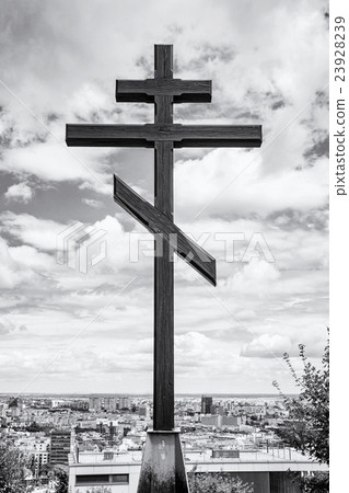 Big christian cross in Slavin, memorial monument Big christian cross in Slavin, memorial monument 23928239