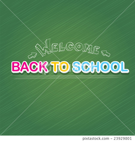 welcome Back to school text on green chalkboard - Stock Illustration ...