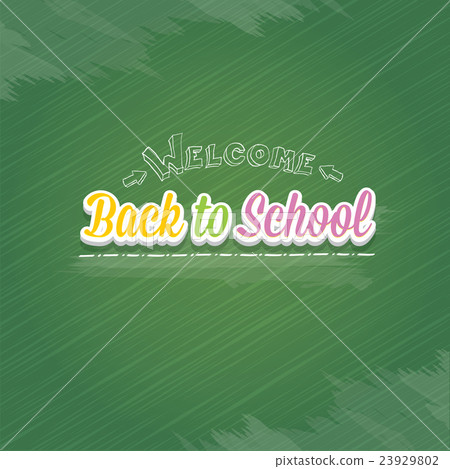 welcome Back to school text on green chalkboard - Stock Illustration ...